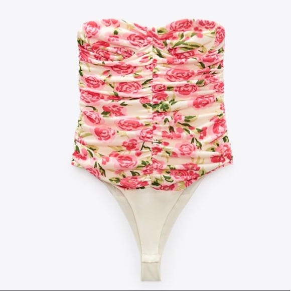 Zara Tops - ZARA floral draped bodysuit size medium